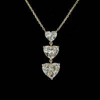 14K Yellow Gold Three-Stone Heart Shape Lab Diamond Pendant - 3.12 Carats Total Diamond Weight - Covaloro Fine Jewelry