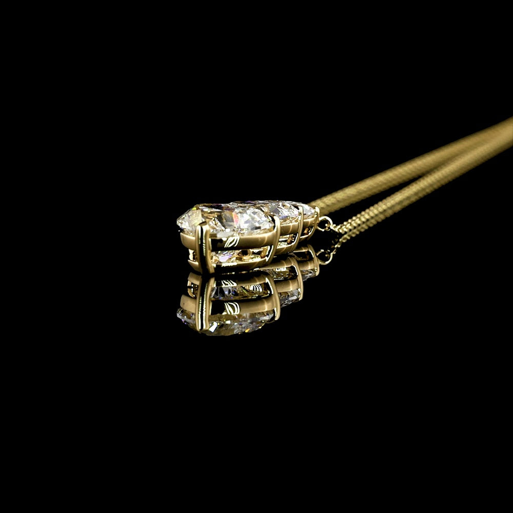 14K Yellow Gold Three-Stone Heart Shape Lab Diamond Pendant - 3.12 Carats Total Diamond Weight - Covaloro Fine Jewelry