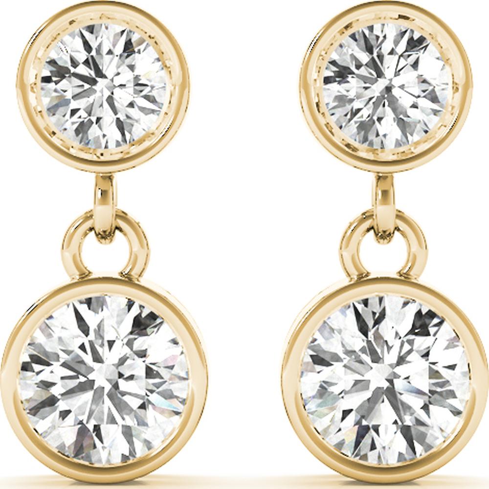 14K Yellow Gold Three Stone Lab Diamond Earrings - 0.5 Carat Total Weight by Robinson's Jewelers