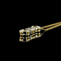 14K Yellow Gold Three-Stone North-South Pendant with Heart, Emerald Cut, and Round Lab Diamonds - 3.03 Total Carat Weight - Covaloro Fine Jewelry
