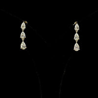 14K Yellow Gold Three-Stone Pear Shape Drop Earrings with Lab-Grown Diamonds - 1.74 Total Carat Weight - Covaloro Fine Jewelry
