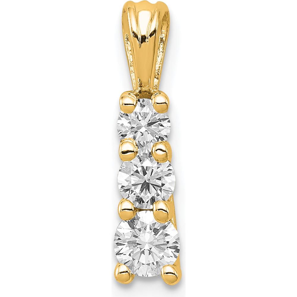 14K Yellow Gold Three-Stone Pendant Mounting for Round Stones - 17mm Length by Oro Pregiato