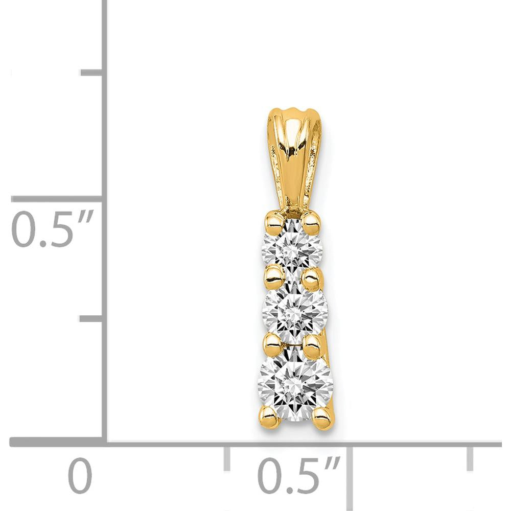 14K Yellow Gold Three-Stone Pendant Mounting for Round Stones - 17mm Length by Oro Pregiato