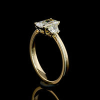 14K Yellow Gold Three-Stone Ring with 1.01 Carat Radiant Cut Lab Diamond and 0.34 Carat Side Stones - 1.35 Carat Total Diamond Weight - Covaloro Fine Jewelry