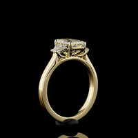 14K Yellow Gold Three Stone Ring with 1.26 Carat Emerald Cut Lab Diamond and 0.48 Carat Straight Baguette Diamonds - Total 1.74 Carats, IGI Certified D VVS2 - Covaloro Fine Jewelry
