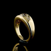 14K Yellow Gold Three Stone Ring with 1.51 Carat Square Cushion Brilliant Lab Diamond and Pear Shape Side Stones - 1.71 Carat Total Diamond Weight - Covaloro Fine Jewelry
