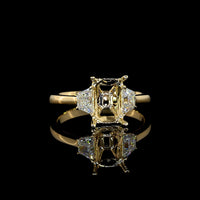 14K Yellow Gold Three Stone Ring with 1.55 Carat Radiant Cut Lab Diamond and Side Stones - 2.09 Carat Total Diamond Weight - Covaloro Fine Jewelry
