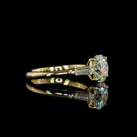 14K Yellow Gold Three Stone Ring with 2.02 Carat Round Brilliant Lab Diamond and 0.38 Carat Tapered Baguette Side Diamonds - 2.40 Total Carat Weight IGI Certified E VVS2 - Covaloro Fine Jewelry