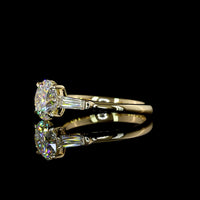 14K Yellow Gold Three Stone Ring with 2.02 Carat Round Brilliant Lab Diamond and 0.38 Carat Tapered Baguette Side Diamonds - 2.40 Total Carat Weight IGI Certified E VVS2 - Covaloro Fine Jewelry