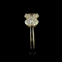 14K Yellow Gold Three Stone Ring with 2.05 Carats Oval Cut Lab Diamond and 0.94 Carats Half-Moon Lab Diamonds - 2.99 Carats Total Diamond Weight - Covaloro Fine Jewelry