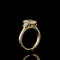 14K Yellow Gold Three-Stone Ring with 2.23 Carat Emerald Cut Lab Diamond and 0.72 Carat Trapezoid Side Diamonds - Total 2.95 Carats - Covaloro Fine Jewelry