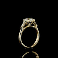 14K Yellow Gold Three-Stone Ring with 2.52 Carat Round Brilliant Lab Diamond and 0.54 Carat Tapered Baguette Side Stones - 3.06 Carats Total Diamond Weight - Covaloro Fine Jewelry