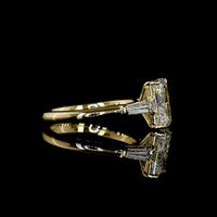 14K Yellow Gold Three Stone Ring with 2.58 Carat Radiant Cut Lab Diamond and Tapered Baguette Side Stones - 3.05 Carat Total Diamond Weight - Covaloro Fine Jewelry