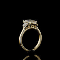14K Yellow Gold Three Stone Ring with 2.69 Carat Emerald Cut Lab Diamond and 0.79 Carat Trapezoid Side Stones - 3.48 Carat Total Diamond Weight - Covaloro Fine Jewelry