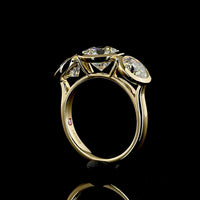 14K Yellow Gold Three Stone Ring with Bezel Set Round Brilliant Cut Lab Diamonds - 4.01 Carat Total Diamond Weight (1.91 Carat Center D VVS2) - Covaloro Fine Jewelry
