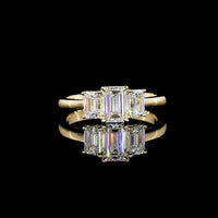 14K Yellow Gold Three Stone Ring with Emerald Cut Lab Diamonds - 1.39 Carat Total Weight, E-F VS1 Clarity - Covaloro Fine Jewelry