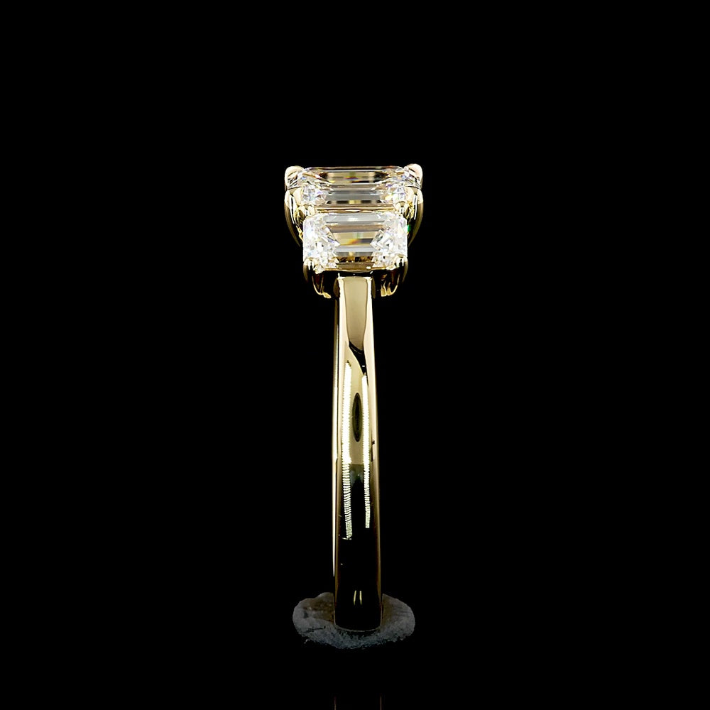 14K Yellow Gold Three Stone Ring with Emerald Cut Lab Diamonds - 1.39 Carat Total Weight, E-F VS1 Clarity - Covaloro Fine Jewelry
