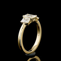 14K Yellow Gold Three Stone Ring with Emerald Cut Lab Diamonds - 1.39 Carat Total Weight, E-F VS1 Clarity - Covaloro Fine Jewelry