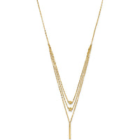 14K Yellow Gold Three Strand Necklace with Diamond-Cut Beads, Star, and Bar Pendant - 18" Length by 0