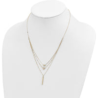 14K Yellow Gold Three Strand Necklace with Diamond-Cut Beads, Star, and Bar Pendant - 18" Length by 0