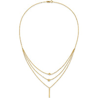 14K Yellow Gold Three Strand Necklace with Diamond-Cut Beads, Star, and Bar Pendant - 18" Length by 0