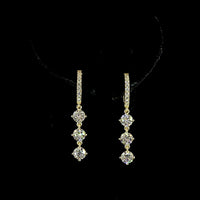 14K Yellow Gold Three-Tier Drop Earrings with 2.02 Carat Total Weight Round Brilliant Cut Lab Diamonds - E-F Color VS1 Clarity - Covaloro Fine Jewelry