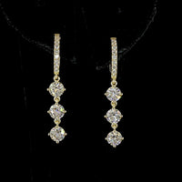 14K Yellow Gold Three-Tier Drop Earrings with 2.02 Carat Total Weight Round Brilliant Cut Lab Diamonds - E-F Color VS1 Clarity - Covaloro Fine Jewelry