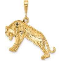 14K Yellow Gold Tiger Pendant Charm - 31mm Length by Oro Pregiato