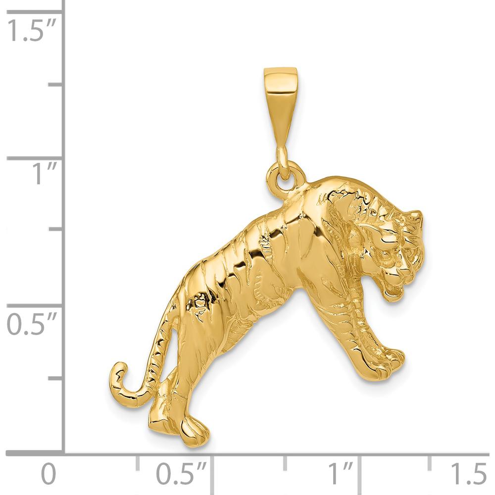 14K Yellow Gold Tiger Pendant Charm - 31mm Length by Oro Pregiato