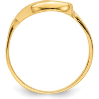 14K Yellow Gold Tilted Heart Ring - Polished Finish, Unique Design by Oro Pregiato