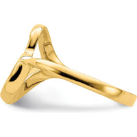 14K Yellow Gold Tilted Heart Ring - Polished Finish, Unique Design by Oro Pregiato