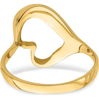 14K Yellow Gold Tilted Heart Ring - Polished Finish, Unique Design by Oro Pregiato