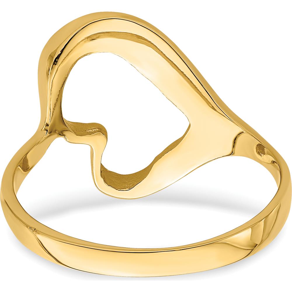 14K Yellow Gold Tilted Heart Ring - Polished Finish, Unique Design by Oro Pregiato