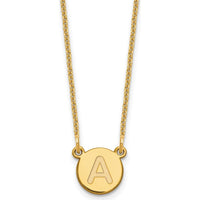 14K Yellow Gold Tiny Circle Block Letter A Initial Pendant Necklace with Cable Chain - Personalized and Polished Finish by Oro Pregiato
