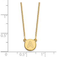 14K Yellow Gold Tiny Circle Block Letter A Initial Pendant Necklace with Cable Chain - Personalized and Polished Finish by Oro Pregiato