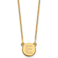 14K Yellow Gold Tiny Circle Block Letter E Initial Necklace - Personalized 18" Cable Chain by Oro Pregiato