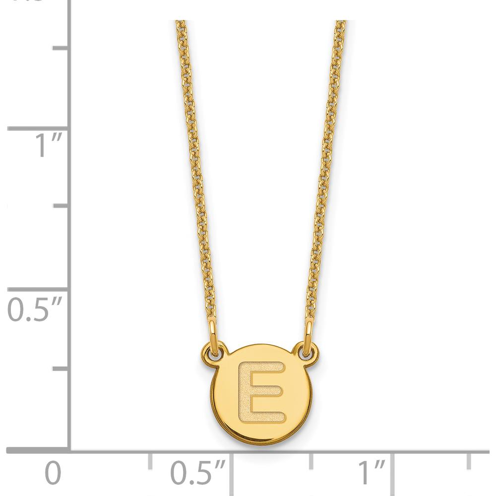 14K Yellow Gold Tiny Circle Block Letter E Initial Necklace - Personalized 18" Cable Chain by Oro Pregiato
