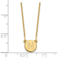 14K Yellow Gold Tiny Circle Block Letter N Initial Necklace - Personalized Pendant by Oro Pregiato