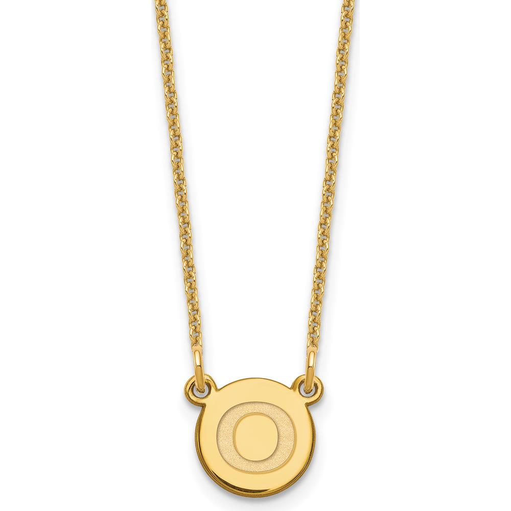 14K Yellow Gold Tiny Circle Block Letter O Initial Necklace - Personalized Pendant with 18-Inch Cable Chain by Oro Pregiato
