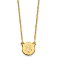 14K Yellow Gold Tiny Circle Block Letter S Initial Pendant Necklace by Oro Pregiato