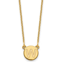 14K Yellow Gold Tiny Circle Block Letter W Initial Necklace - Personalized Pendant with Polished Finish by Oro Pregiato