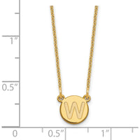 14K Yellow Gold Tiny Circle Block Letter W Initial Necklace - Personalized Pendant with Polished Finish by Oro Pregiato