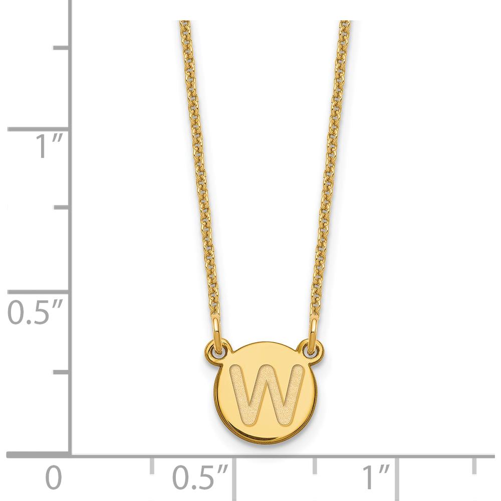 14K Yellow Gold Tiny Circle Block Letter W Initial Necklace - Personalized Pendant with Polished Finish by Oro Pregiato