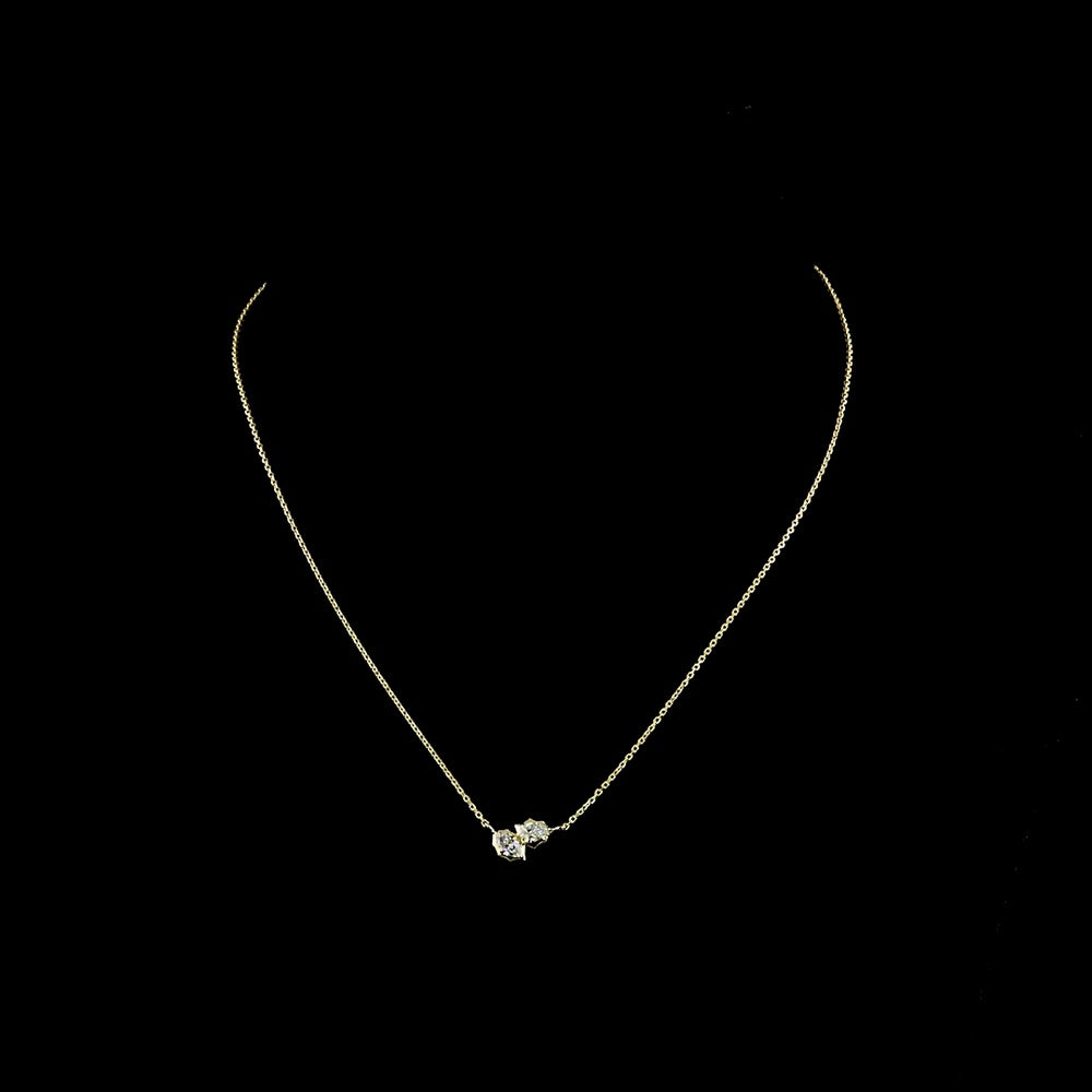 14K Yellow Gold Toi et Moi Necklace with Pear and Marquise Cut Lab Diamonds in Bezel Settings - 0.41 Carat Total Diamond Weight - Covaloro Fine Jewelry