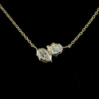 14K Yellow Gold Toi et Moi Necklace with Pear and Marquise Cut Lab Diamonds in Bezel Settings - 0.41 Carat Total Diamond Weight - Covaloro Fine Jewelry