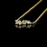 14K Yellow Gold Toi et Moi Necklace with Pear and Marquise Cut Lab Diamonds in Bezel Settings - 0.41 Carat Total Diamond Weight - Covaloro Fine Jewelry