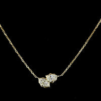 14K Yellow Gold Toi et Moi Pendant with 0.39ctw Marquise and Pear Cut Lab Diamonds in Bezel Settings - E-F Color VS Clarity - Covaloro Fine Jewelry