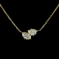 14K Yellow Gold Toi et Moi Pendant with 0.39ctw Marquise and Pear Cut Lab Diamonds in Bezel Settings - E-F Color VS Clarity - Covaloro Fine Jewelry