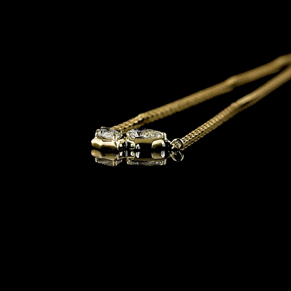 14K Yellow Gold Toi et Moi Pendant with 0.39ctw Marquise and Pear Cut Lab Diamonds in Bezel Settings - E-F Color VS Clarity - Covaloro Fine Jewelry