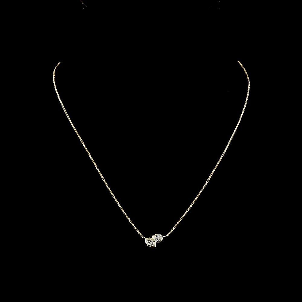 14K Yellow Gold Toi et Moi Pendant with 0.39ctw Marquise and Pear Cut Lab Diamonds in Bezel Settings - E-F Color VS Clarity - Covaloro Fine Jewelry